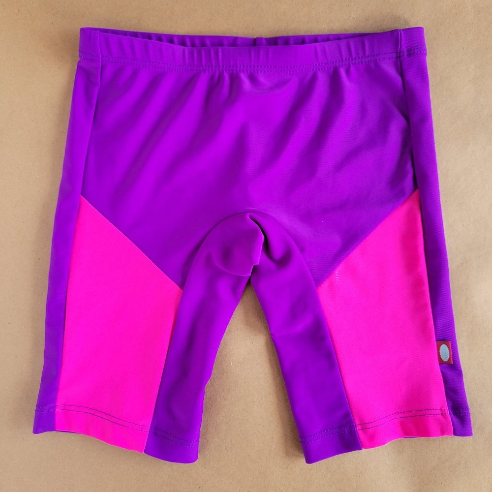 Girl's Swim Jammer Shorts - Size 5, Purple with Pink Trim